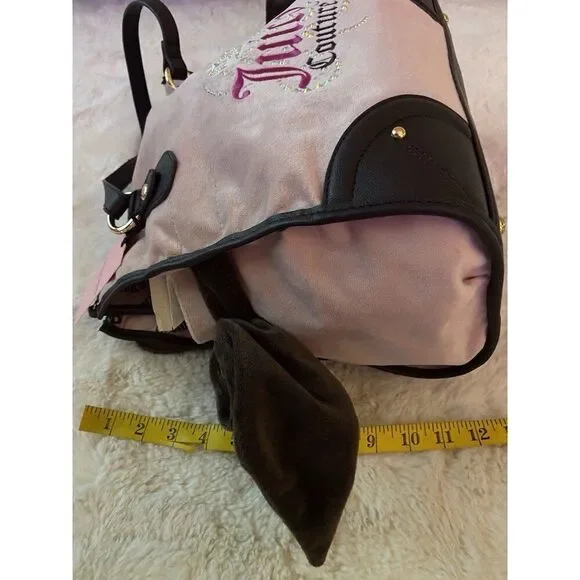 Juicy Couture DREAMY JUICY TOTE Pink Dusty Blush Chocolate W/Coin Purse Velour